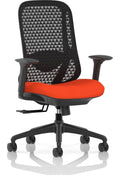 Prism Bespoke Ergonomic Mesh Back Chair with Adjustable Arms, orange, no headrest