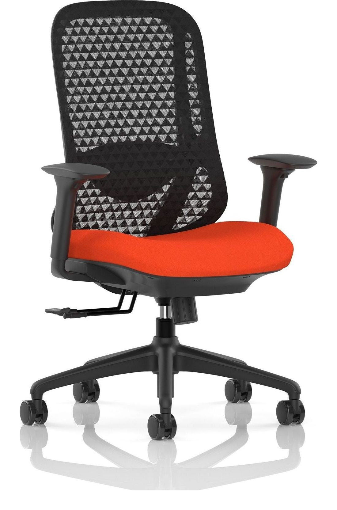 Prism Bespoke Ergonomic Mesh Back Chair with Adjustable Arms, orange, no headrest