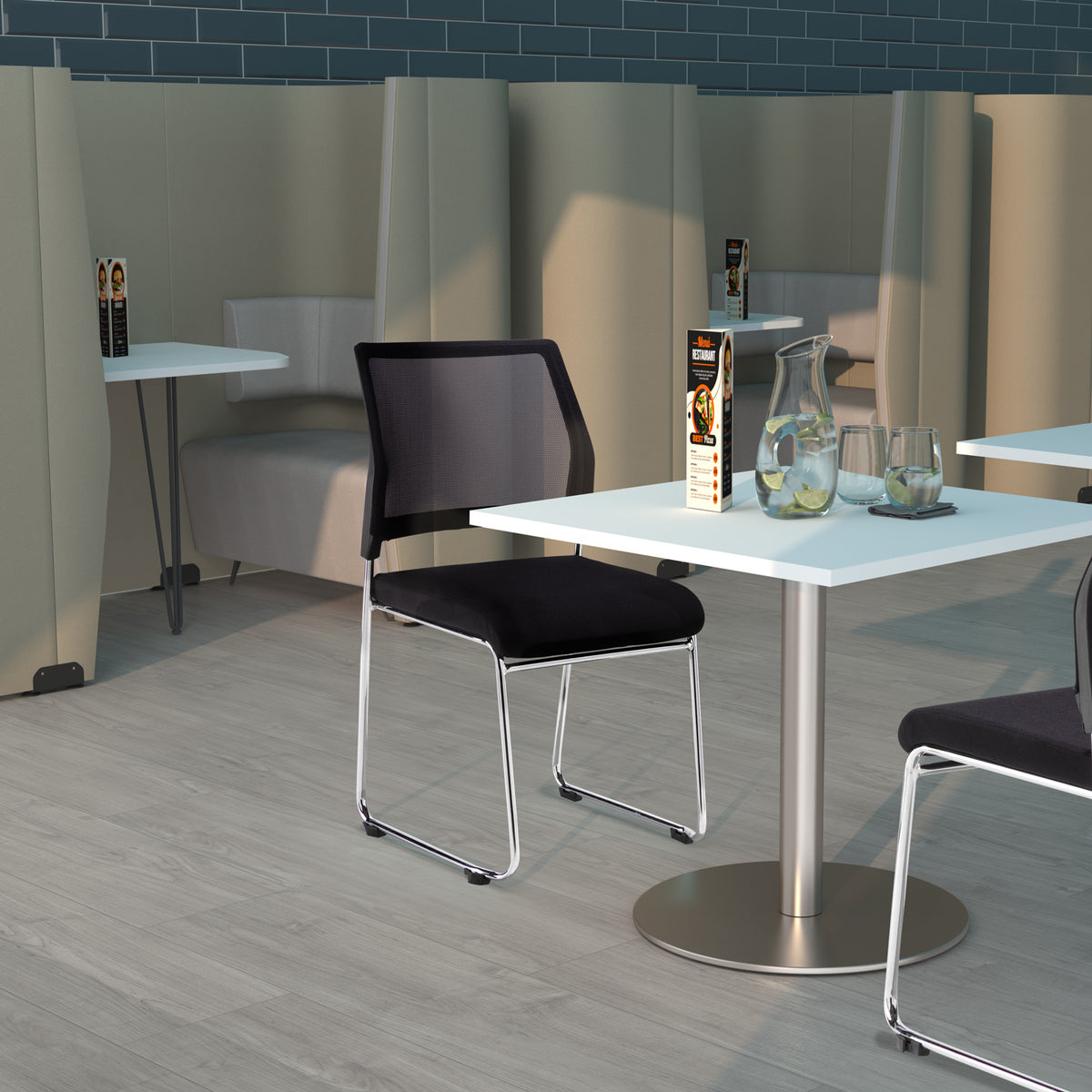 Quavo Mesh Stacking Chairs (Pack of 4) in an office