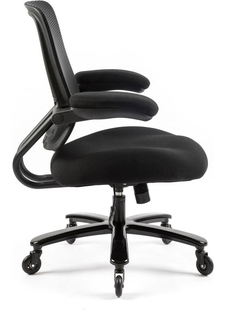 Reiki Heavy Duty 24 Hour Mesh Chair in black from the side