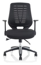 Relay Medium Mesh Back Task Operator Chair, black airmesh, black, folding arms, another view 1