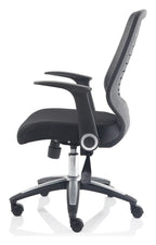 Relay Medium Mesh Back Task Operator Chair, black airmesh, black, folding arms, another view 3