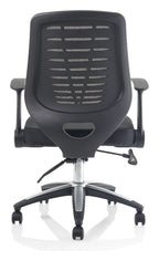 Relay Medium Mesh Back Task Operator Chair, black airmesh, black, folding arms, another view 5