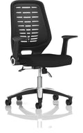 Relay Medium Mesh Back Task Operator Chair, black airmesh, black, folding arms