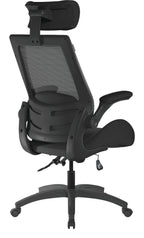 Resolute High Back Mesh Chair with Headrest in black, view 4