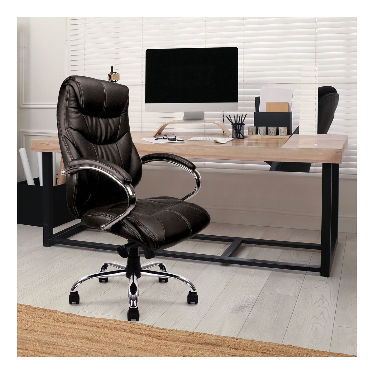 Sandown High Back Leather Executive Chair in black, view 7