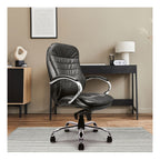 Santiago High Back Leather Executive Chair in black, view 7