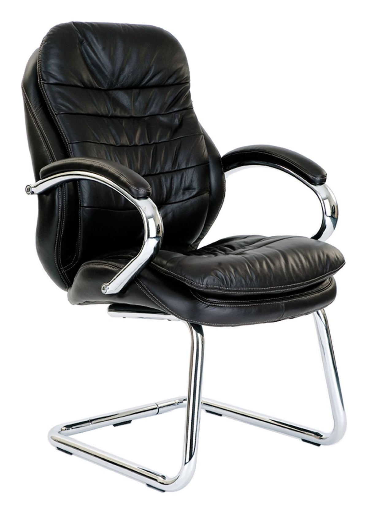 Santiago High Back Leather Visitor Chair in black