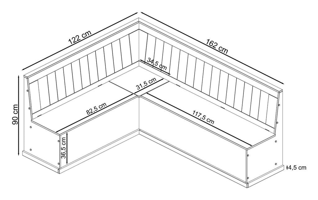 Sara Small Corner Bench, view 9