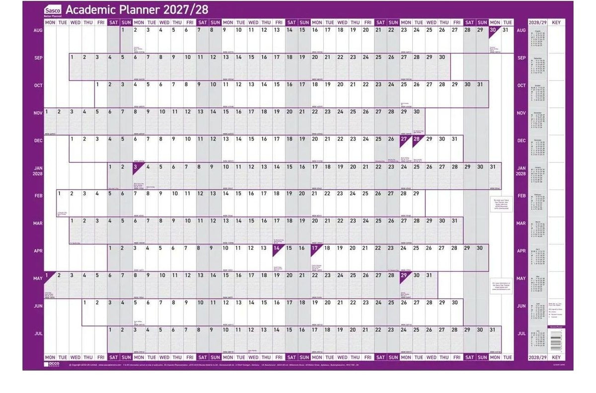 Sasco 2027/28 Academic Year Wall Planner