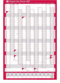 Sasco 2027 Compact Year Wall Planner Portrait, Poster Style, Red