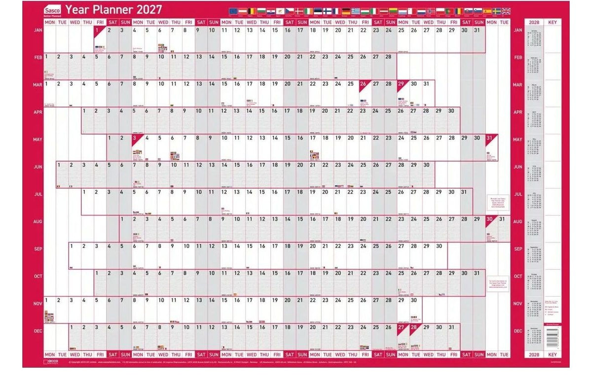 Sasco 2027 EU Year Wall Planner