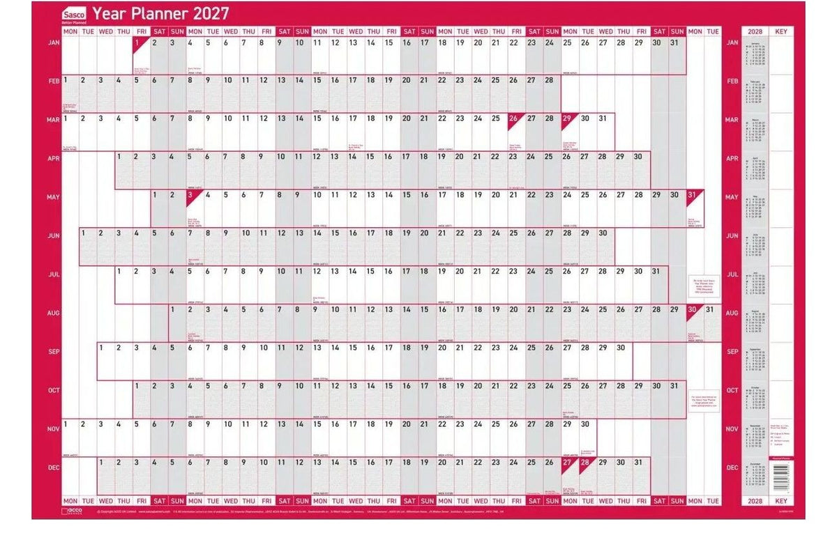 Sasco 2027 Original Year Wall Planner