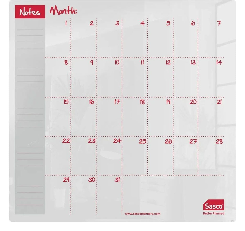 Sasco Semi Opaque Acrylic Mini Whiteboard Monthly Planner Desktop 450 x 450mm