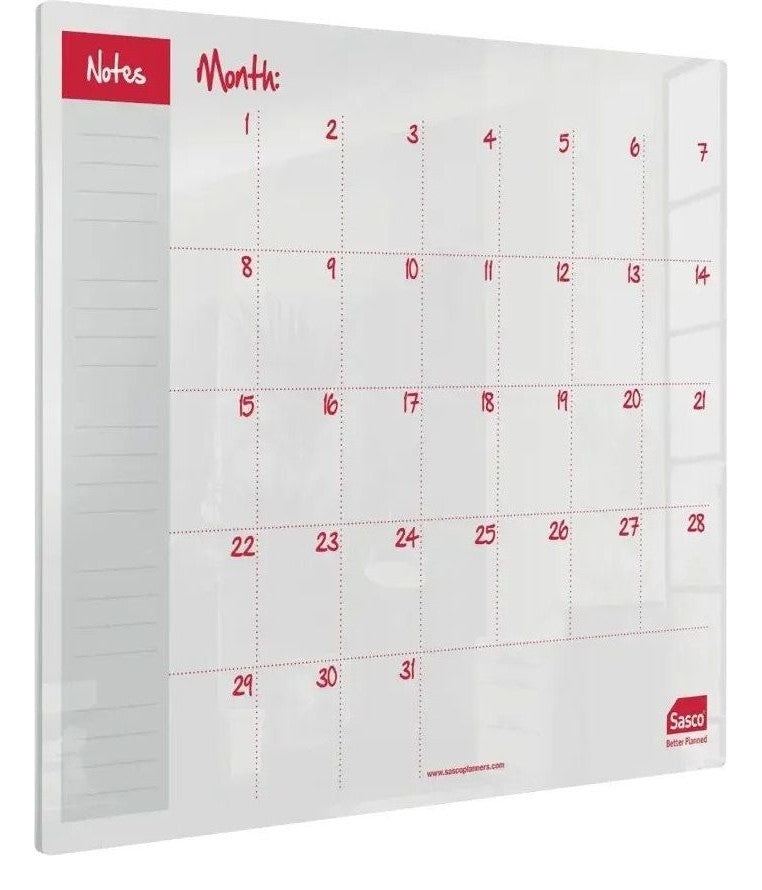 Sasco Semi Opaque Acrylic Mini Whiteboard Monthly Planner Desktop 450 x 450mm, view 2