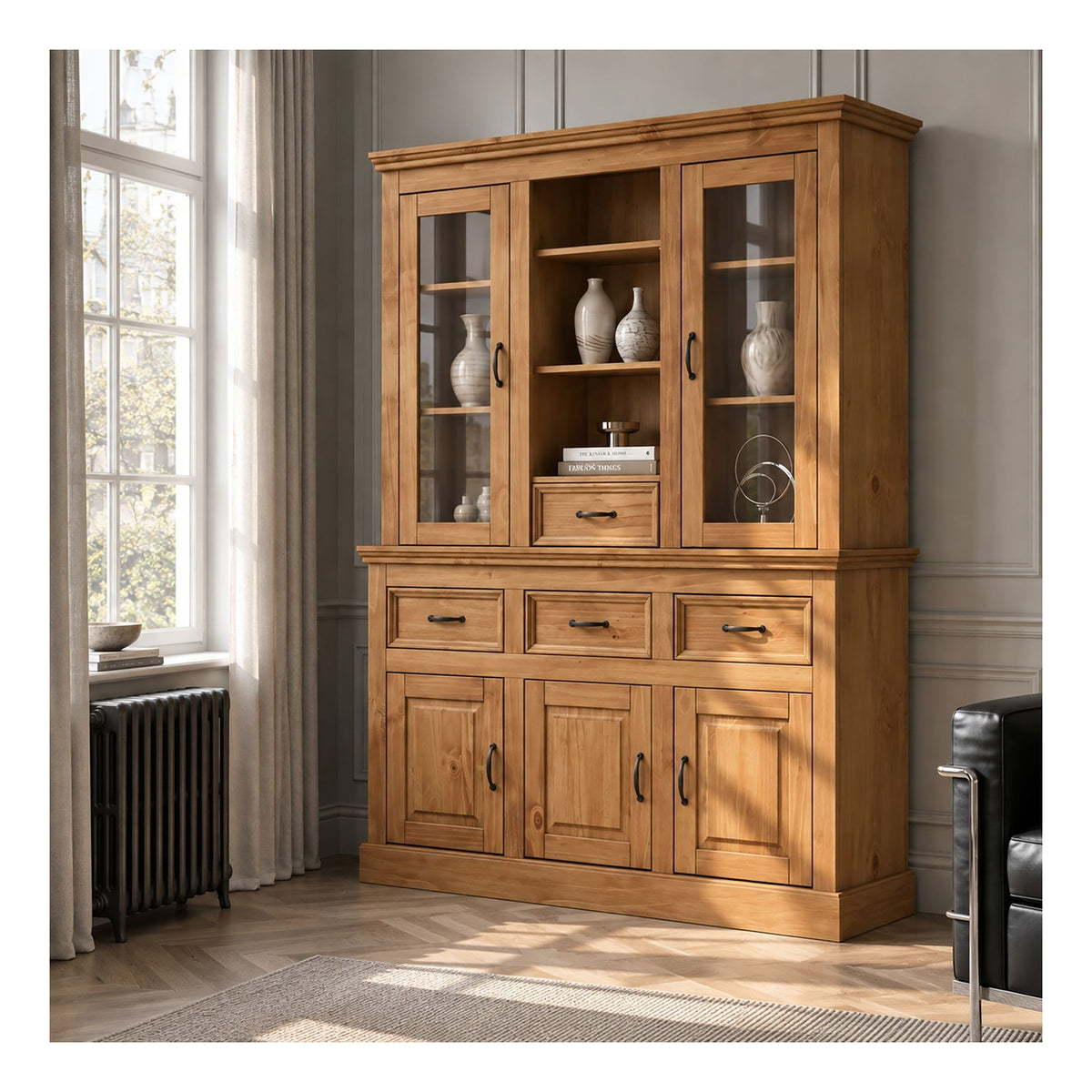 Selma Buffet 3 Door 3 Drawer 2 Glass Door 1 Drawer, view 20