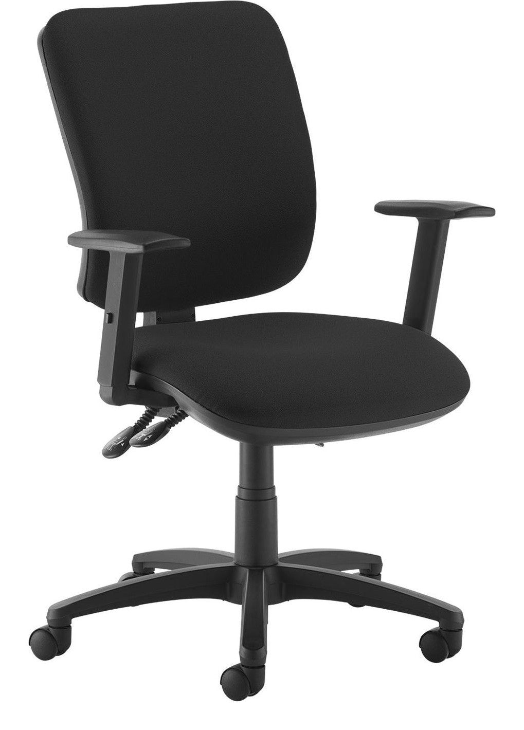 Senza Fabric Operator Chair in black, adjustable arms