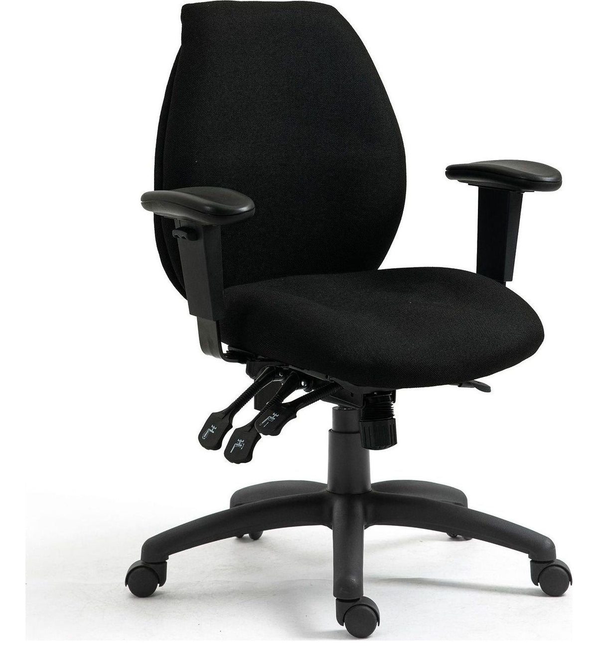 Severn Medium Back Operator Chair in black, adjustable arms