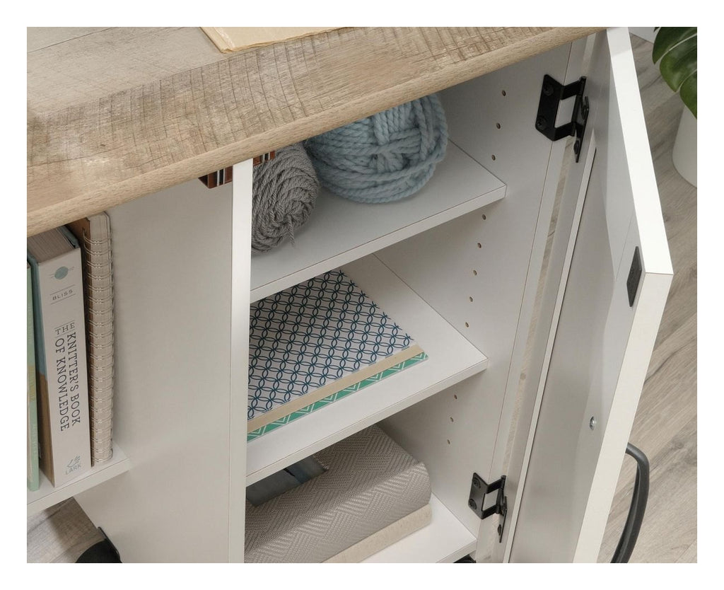 Sewing and Craft Cart in soft white and lintel oak, view 10