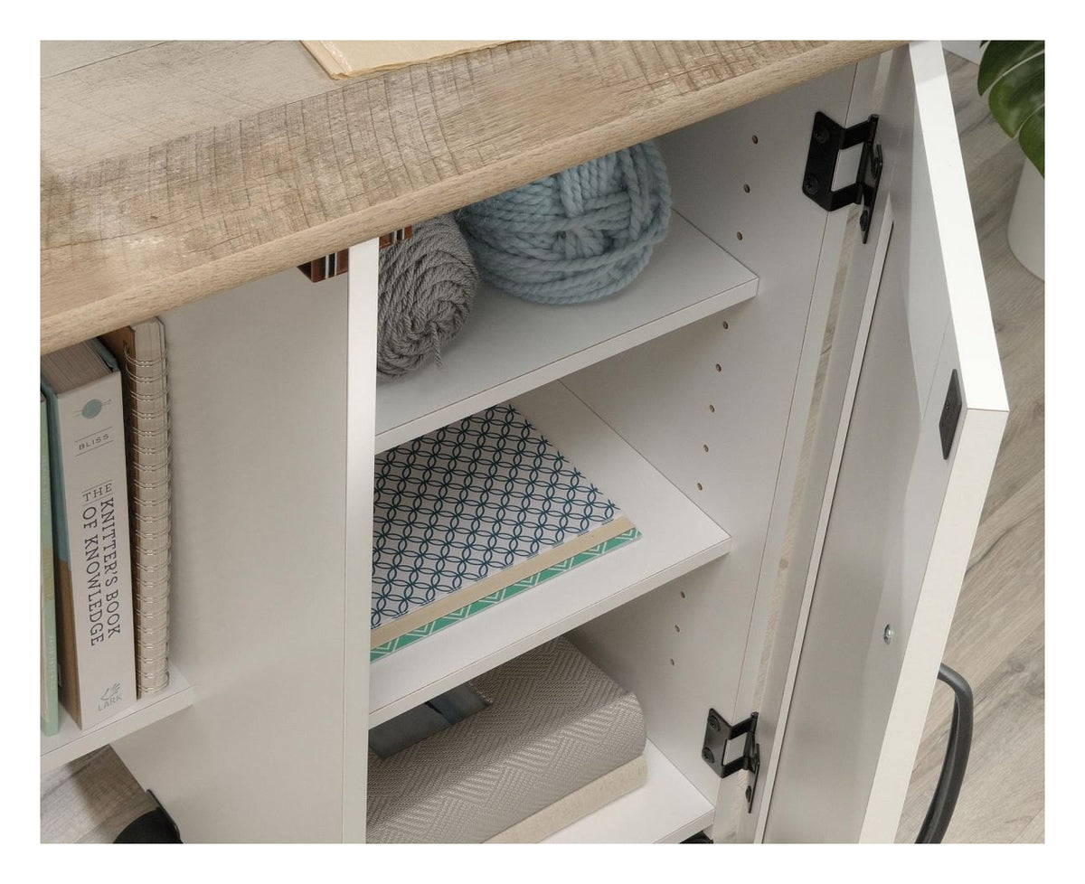 Sewing and Craft Cart in soft white and lintel oak, view 10