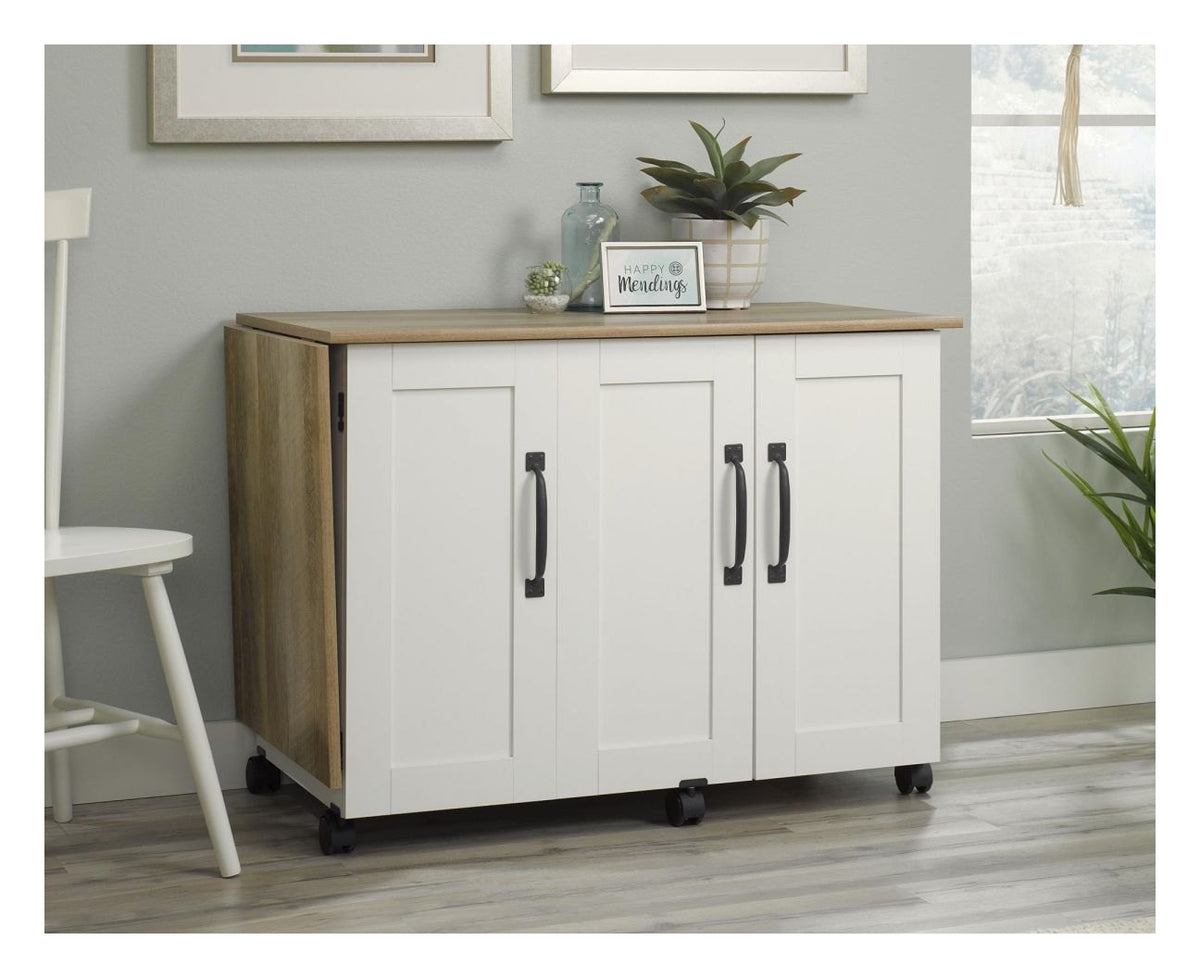 Sewing and Craft Cart in soft white and lintel oak, view 2