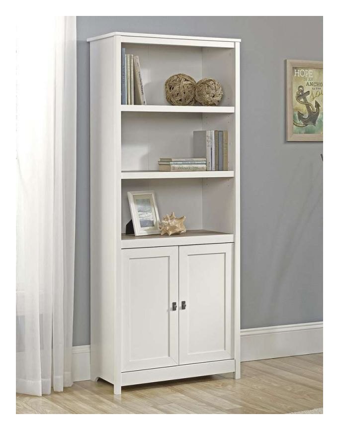 Shaker Style Bookcase with Doors in soft white