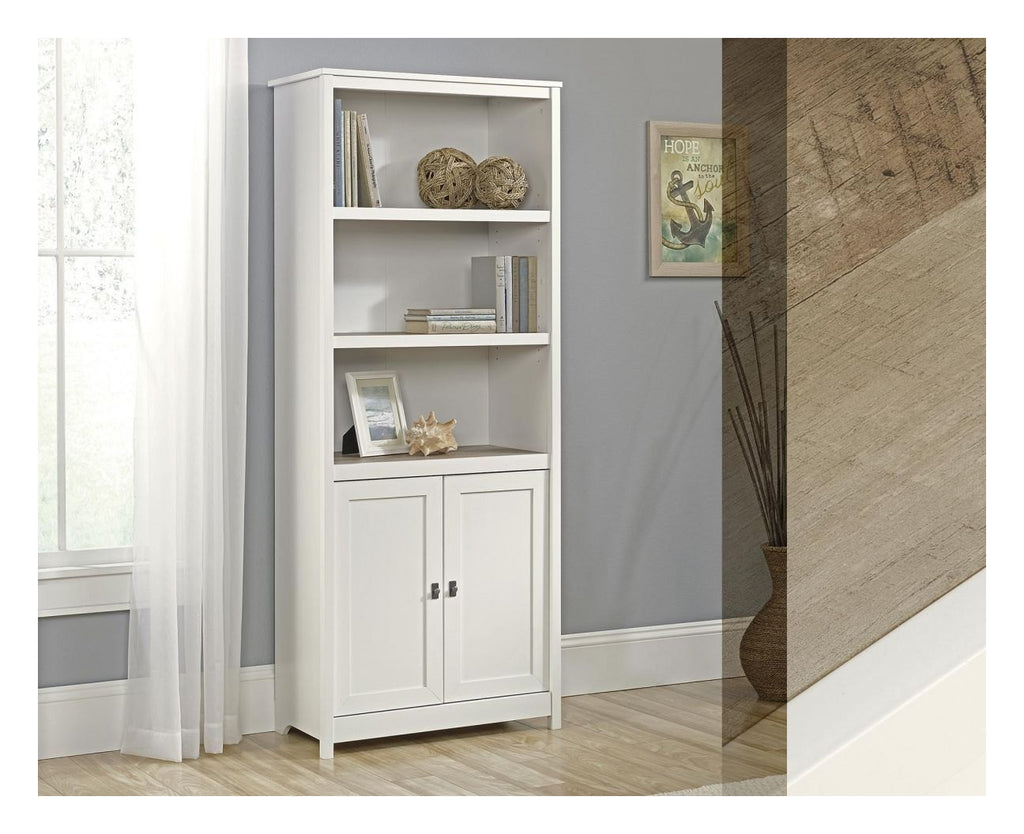 Shaker Style Bookcase with Doors in soft white, view 2