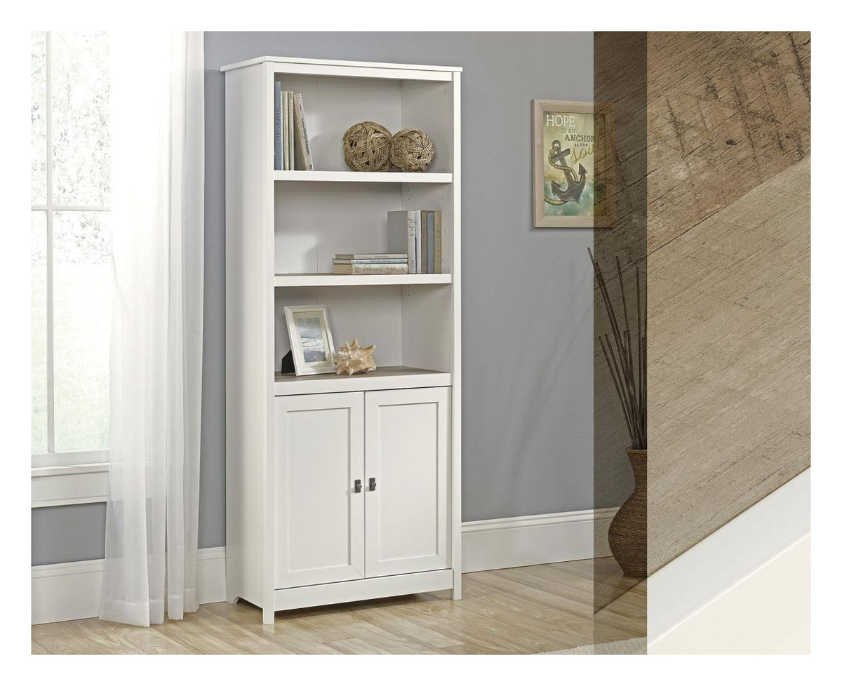 Shaker Style Bookcase with Doors in soft white, view 2
