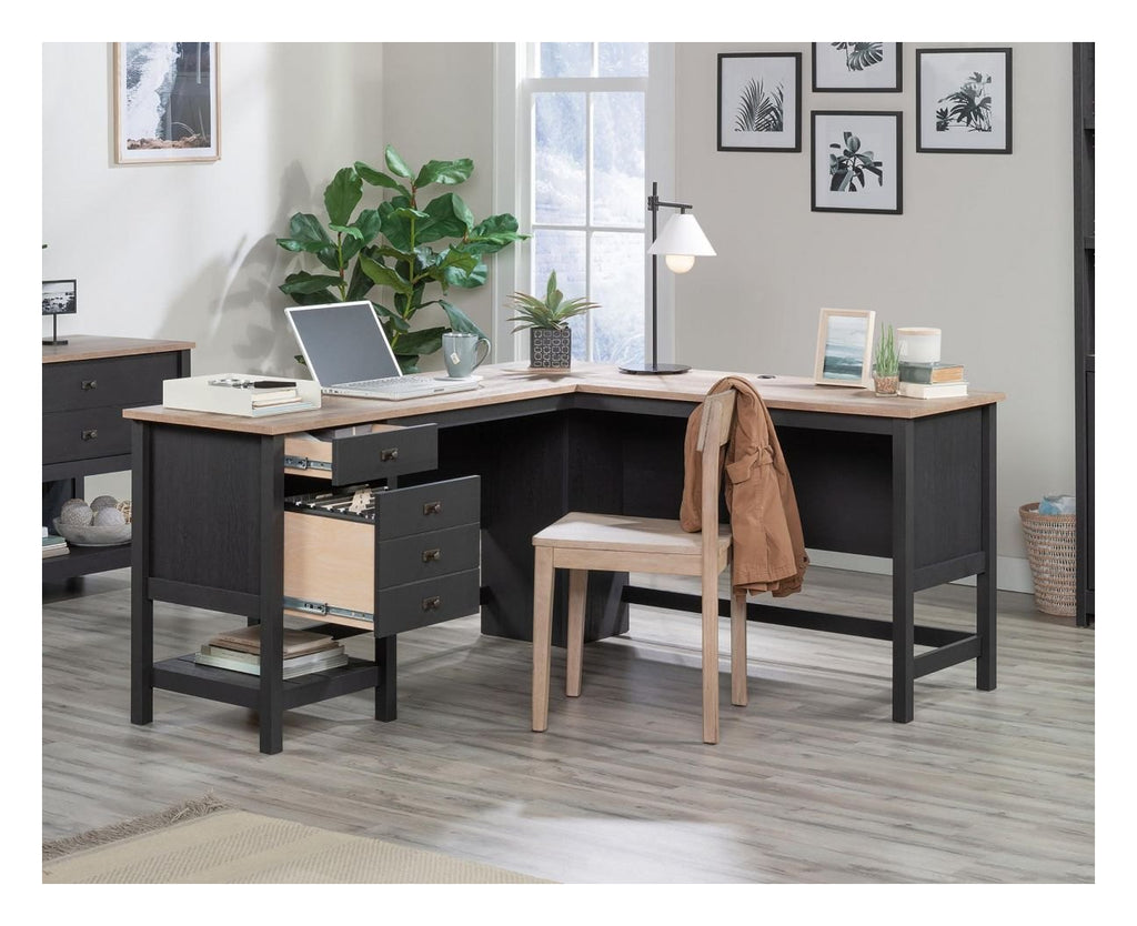 Shaker Style L-Shaped Desk in raven oak, view 2