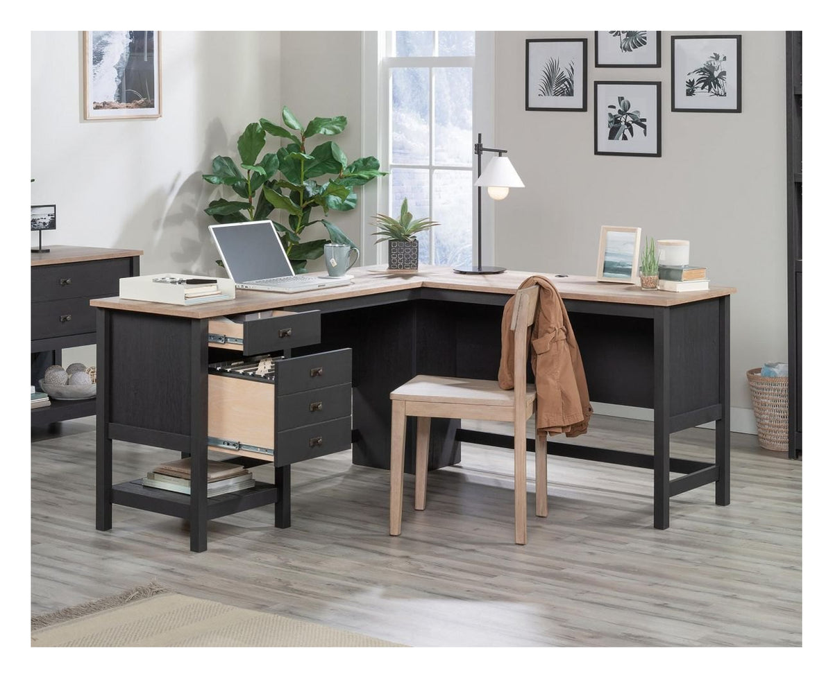 Shaker Style L-Shaped Desk in raven oak, view 2