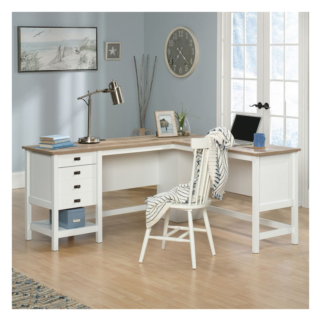 Shaker Style L-Shaped Desk in soft white