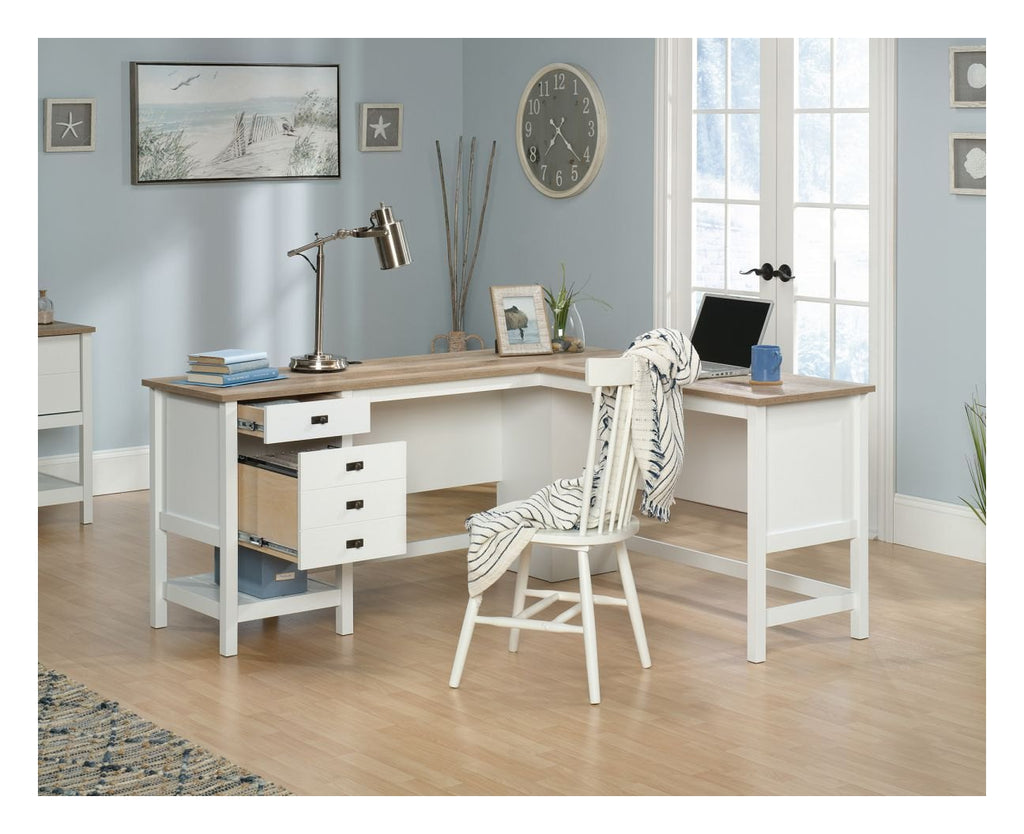 Shaker Style L-Shaped Desk in soft white, view 2