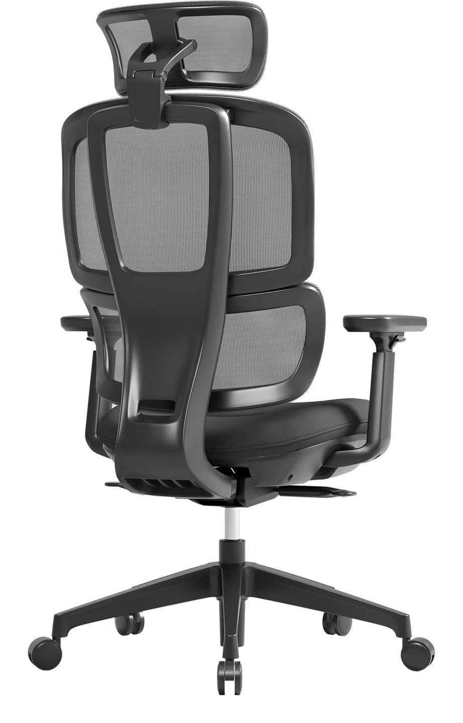 Shelby Ergonomic Mesh Chair in black, with headrest from the back