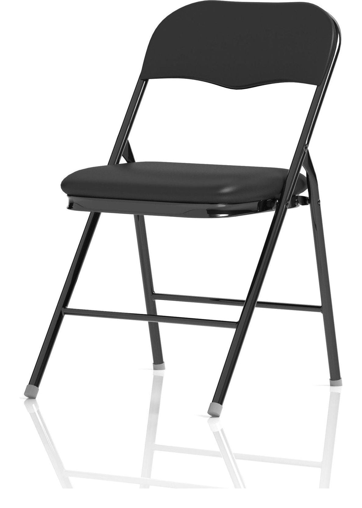 Sicily Black Polyurethane Folding Chair, black, another view 2