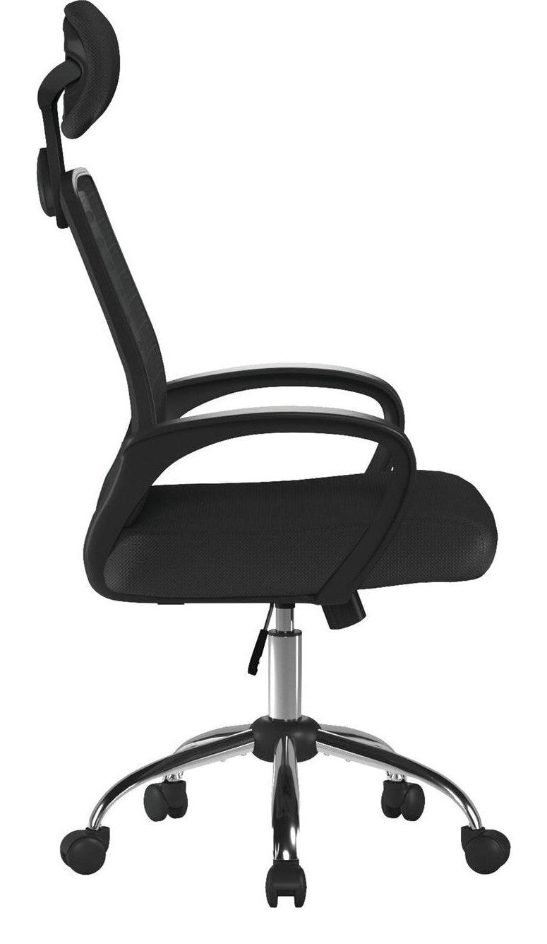 Sigma High Back Mesh Chair with Headrest in black, view 2