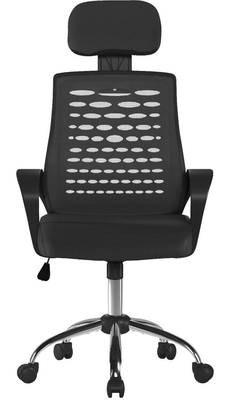 Sigma High Back Mesh Chair with Headrest in black, view 3