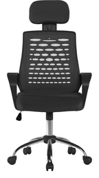 Sigma High Back Mesh Chair with Headrest in black, view 3
