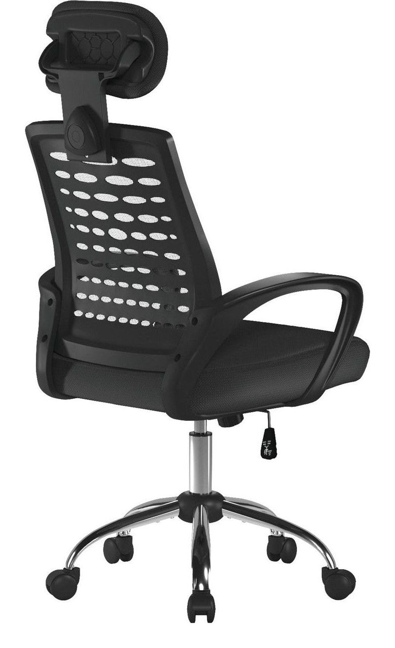 Sigma High Back Mesh Chair with Headrest in black, view 4