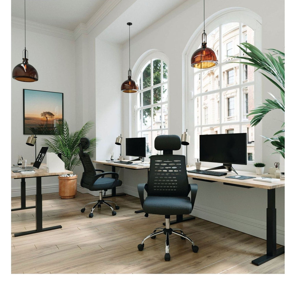 Sigma High Back Mesh Chair with Headrest in black, view 5