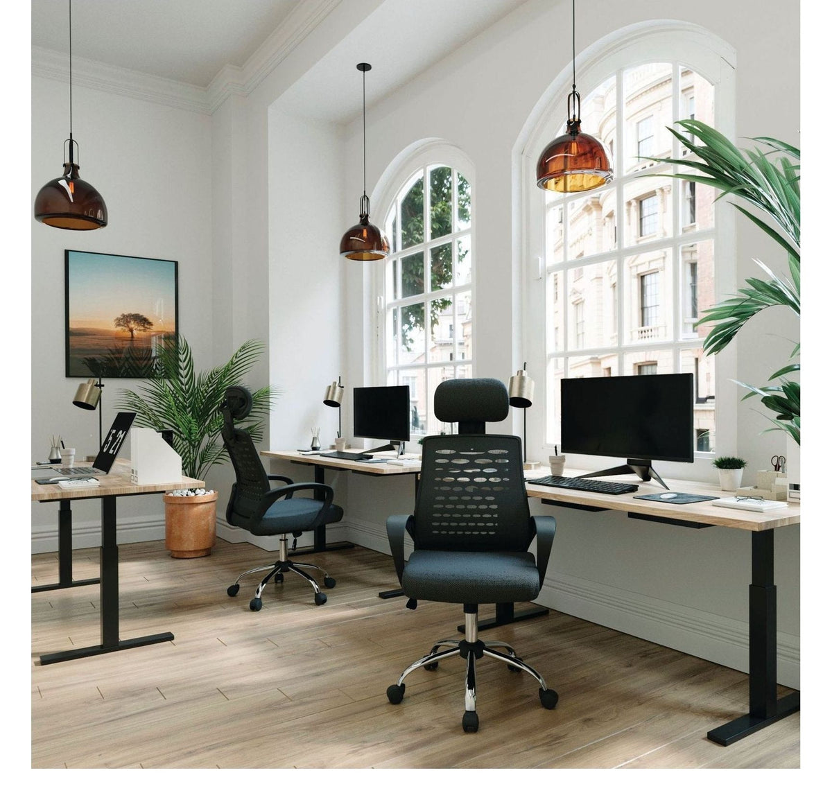Sigma High Back Mesh Chair with Headrest in black, view 5
