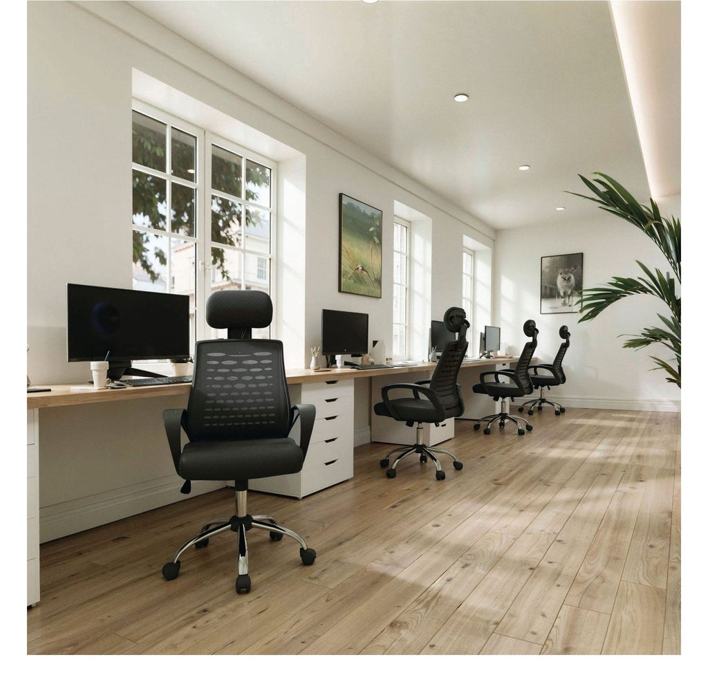 Sigma High Back Mesh Chair with Headrest in black, view 6