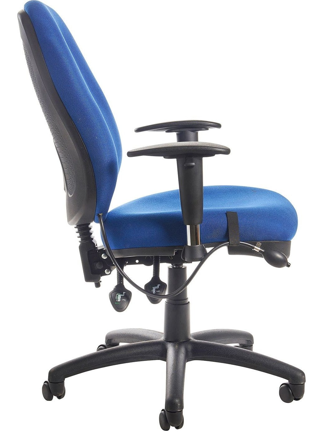 Sofia Fabric Operator Chair in blue from the side