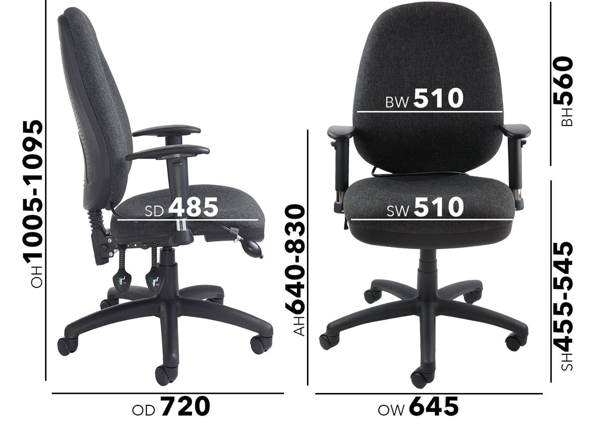 Sofia Fabric Operator Chair dimensions