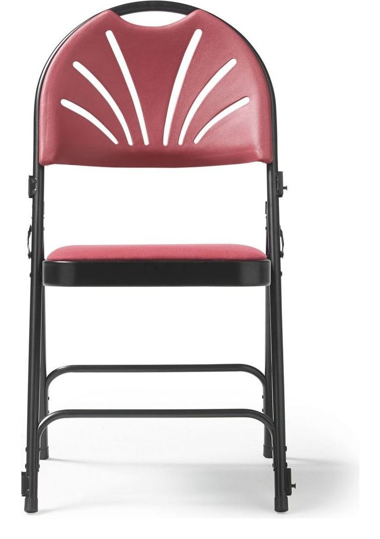 Spira Folding Chair, Pack of 4 in burgundy from the front