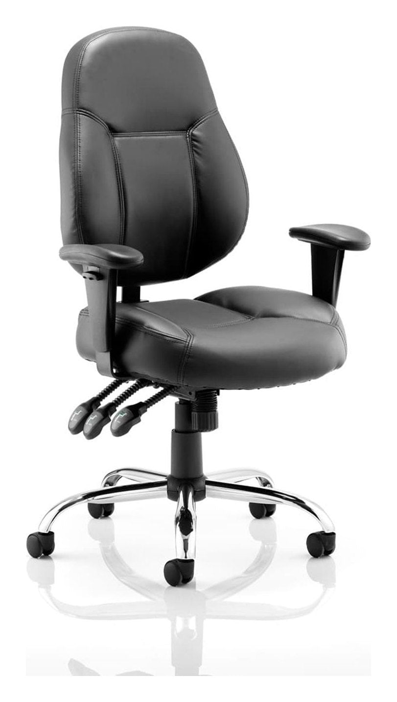 Storm High Back Leather Task Operator Chair, black leather