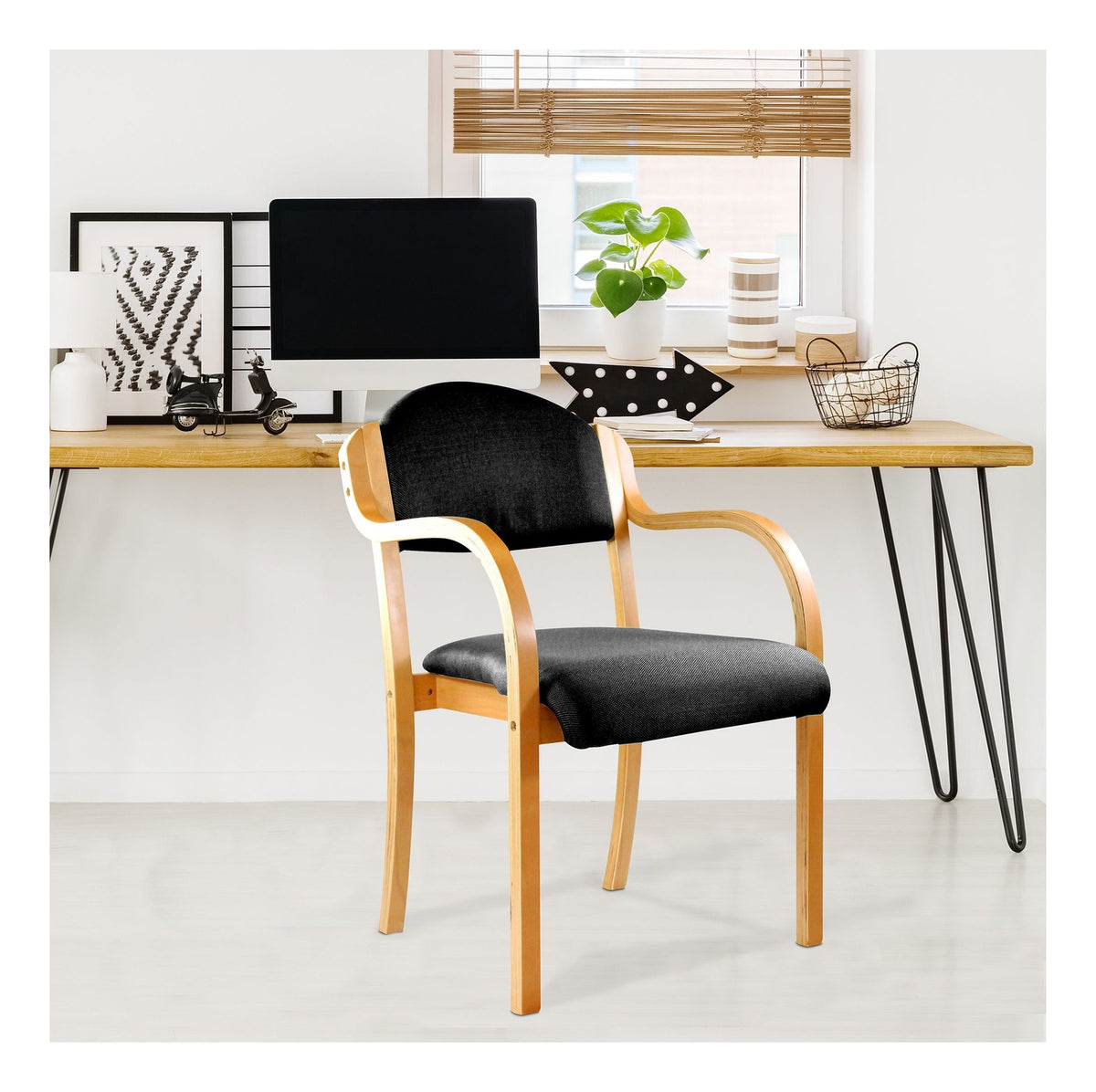 Tahara Fabric Side Armchair in black, view 2
