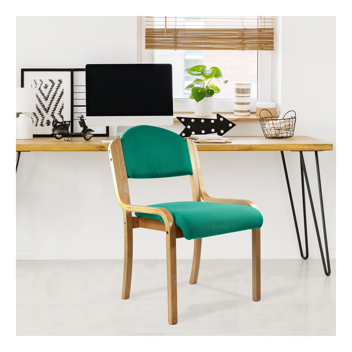 Tahara Fabric Side Chair in aqua, view 2