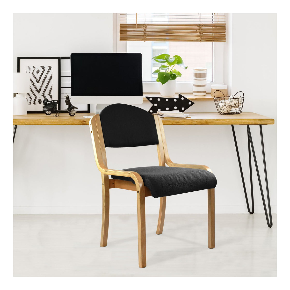 Tahara Fabric Side Chair in black, view 2