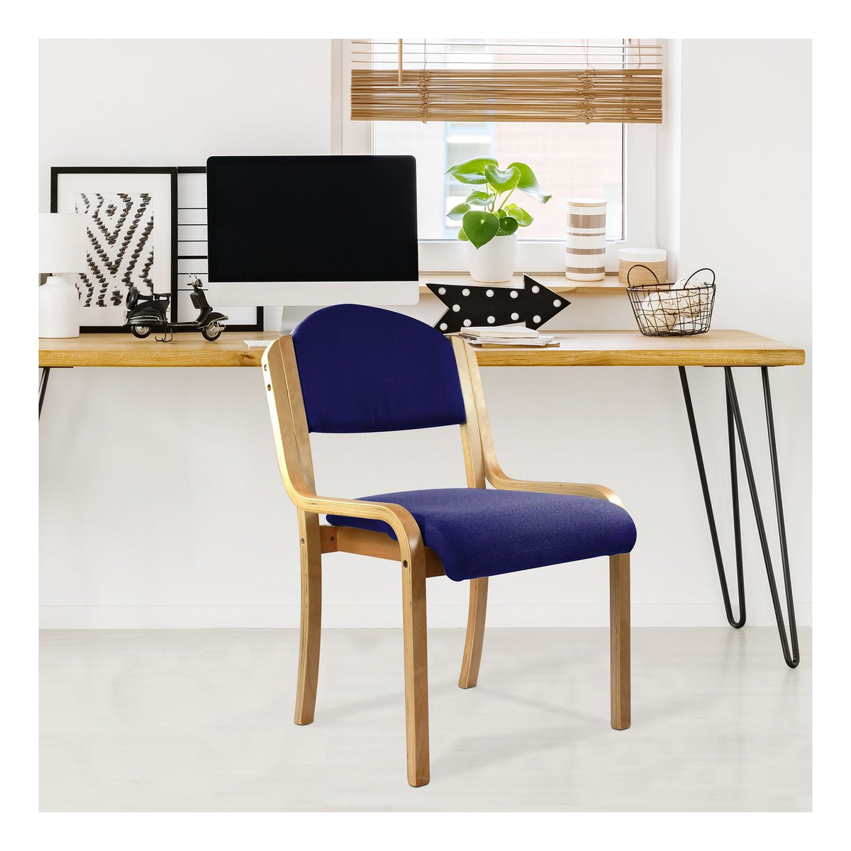 Tahara Fabric Side Chair in blue, view 2