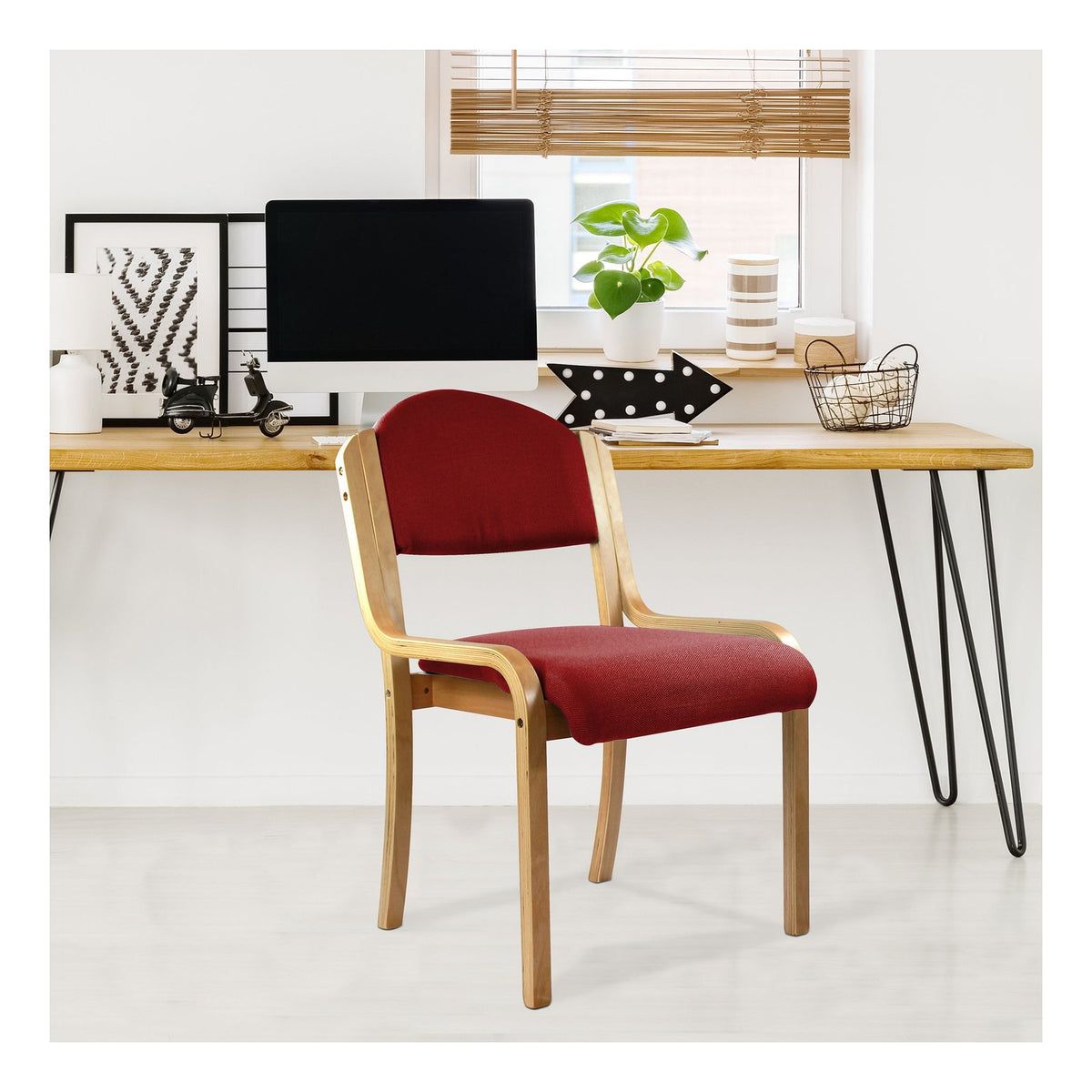 Tahara Fabric Side Chair in wine, view 2